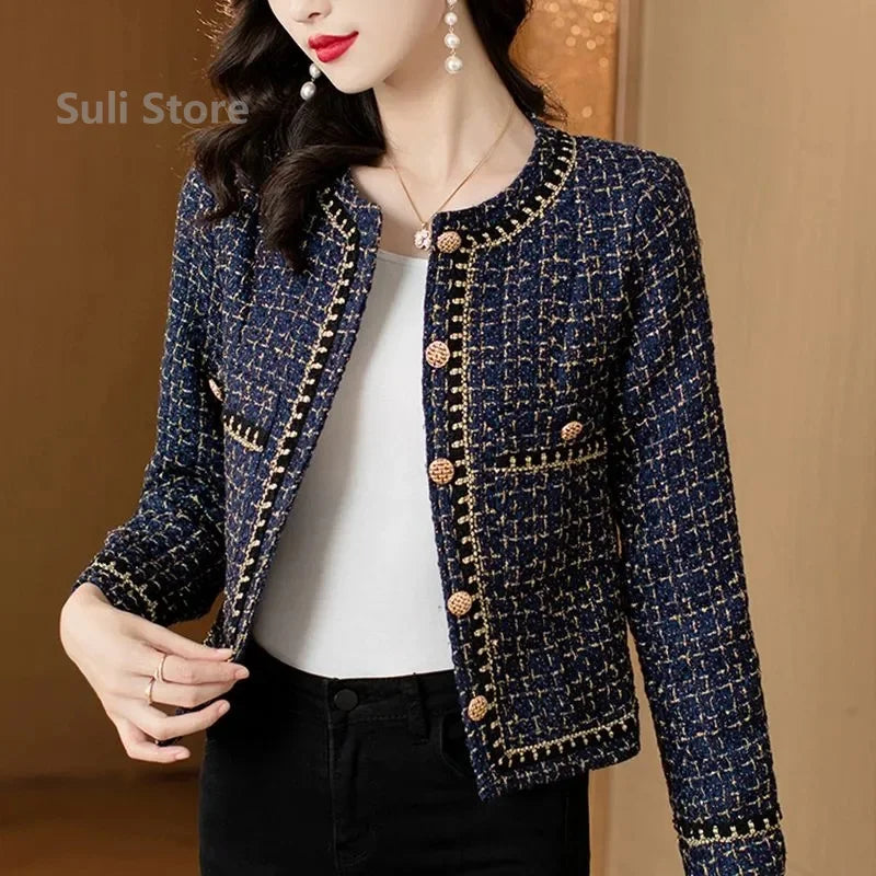 Women, Fashionable Long Sleeved Small Fragrant Style Jacket 2025 Autumn Winter Female New Niche Lace Top, Slimming Short Jacket