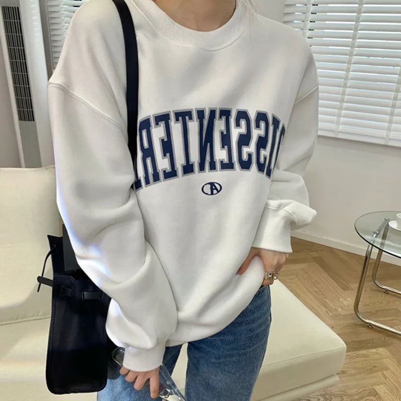 Women hoodie Sweatshirts Korean Fashion casual Letter Shirt Long Sleeve Y2k Top Women's Loose printed Pullover Y2k Clothes coats