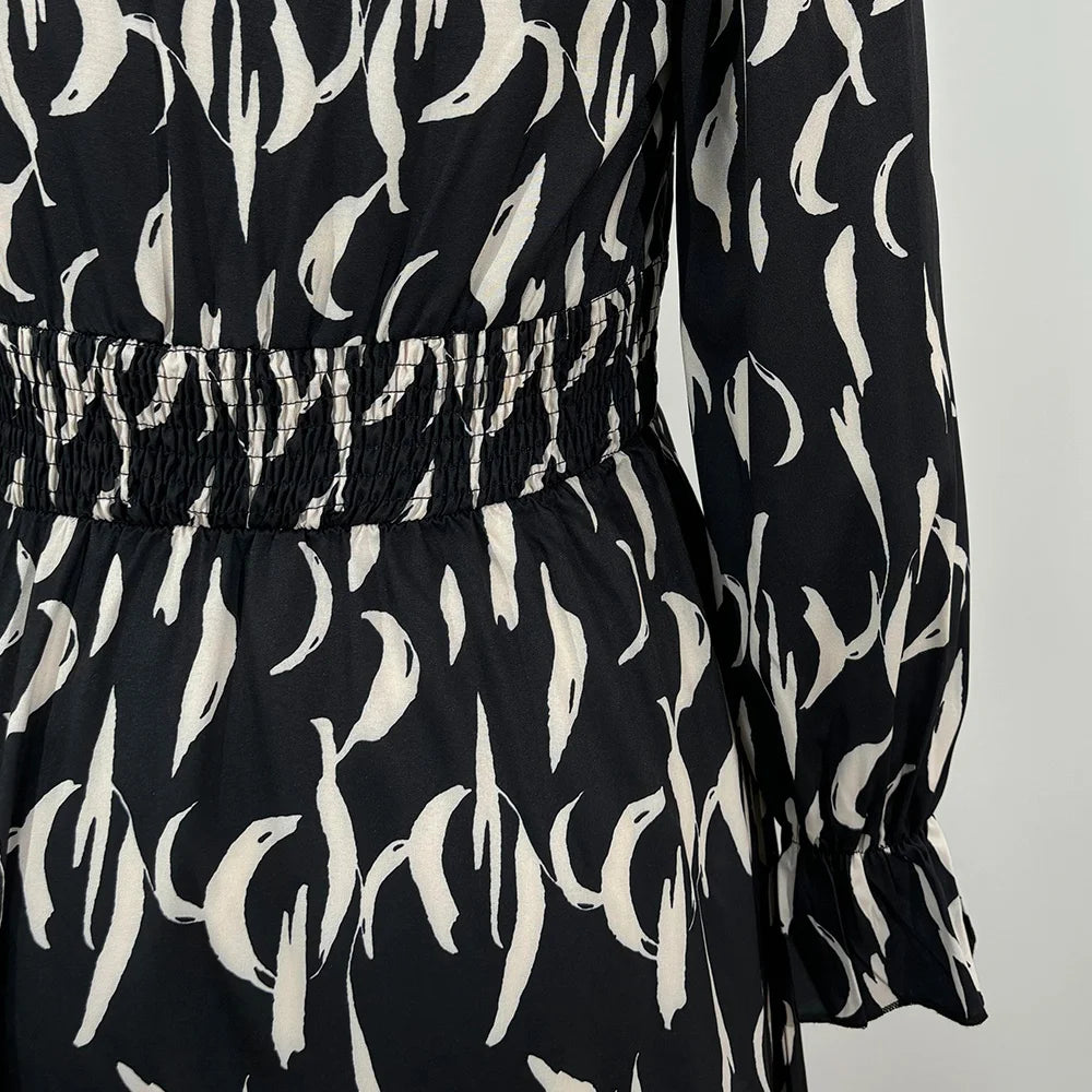 Mia Muse Dresses Summer Daily Casual Patchwork Long Sleeve V-Neck Fitted Waist Simple Maxi Dresses For Women