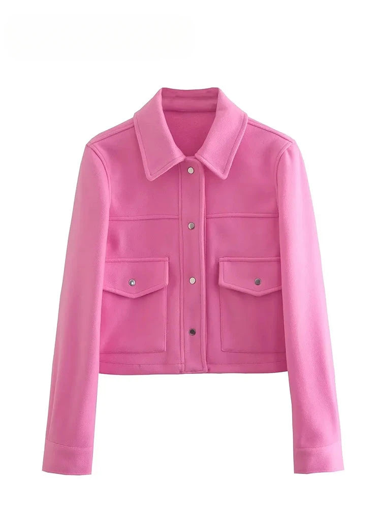 Jackets For Womens Autumn Fashion Solid Front Pockets Button Long Sleeve Jacket Elegant Woman Casual Outerwear Coat