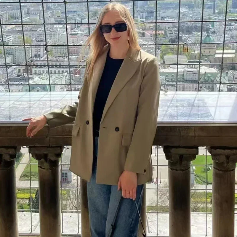 MUJER 2025 Women's Blazers New Office Casual Blazer Woman Straight Outerwears Fashion Women's Tailoring Blazers for Women Coats