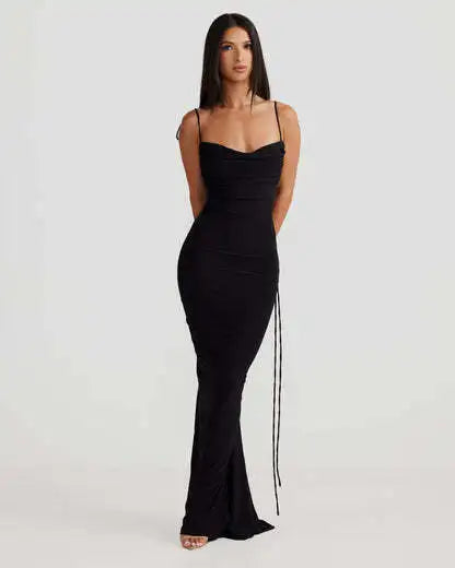 Women Sexy Solid Bodycon Maxi Dress Summer New Sleeveless Backless Slim Long Dresses Ladies Elegant Birthday Party Club Vestidos