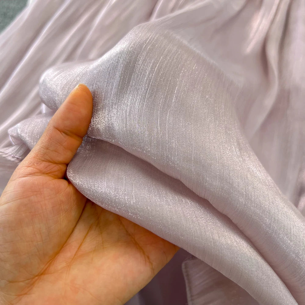 Elegant Long Sleeve Midi Party Dresses Women Summer Autumn Bright Faux Silk Retro Solid Evening Party Vestidos