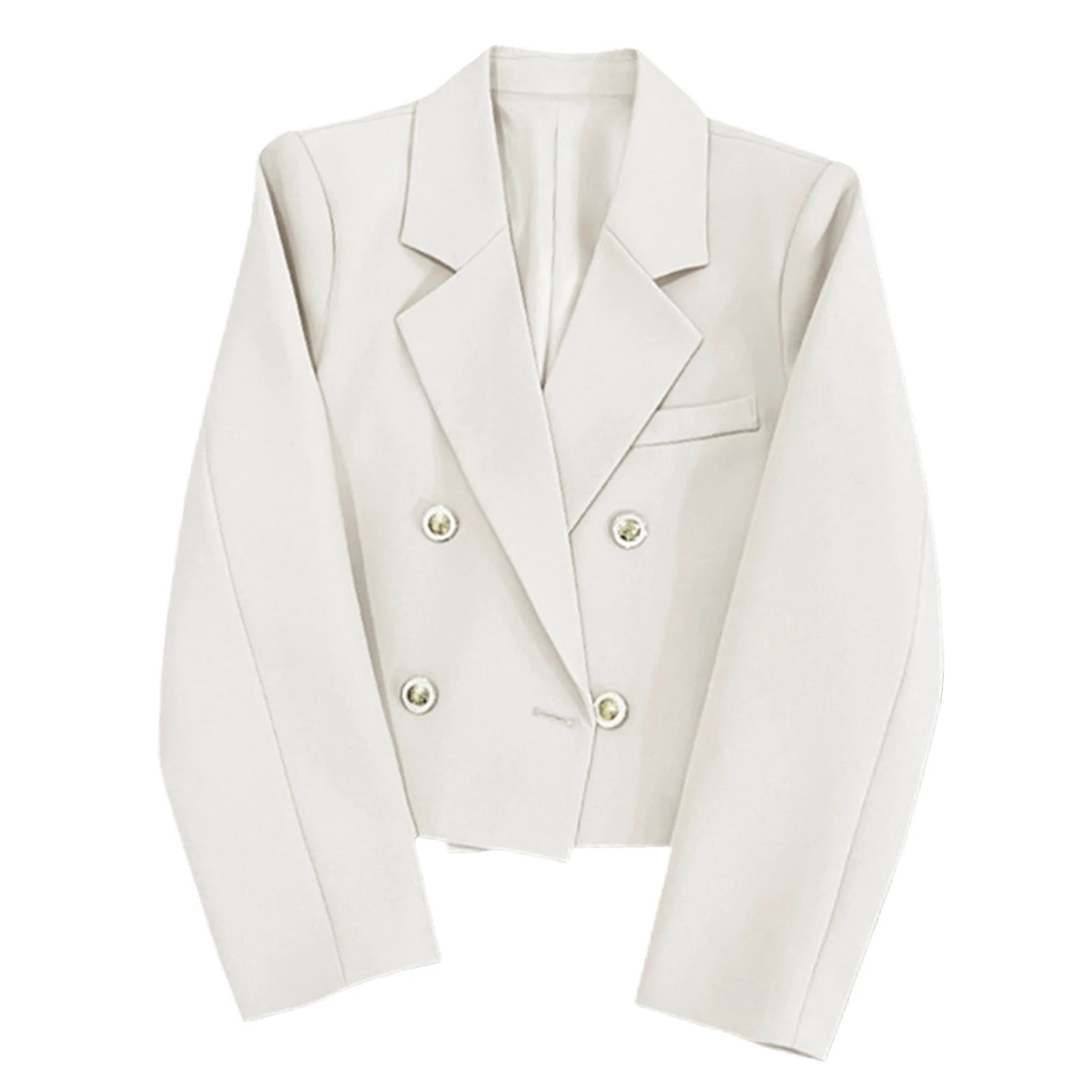 Women Lightweight Coat Elegant Double-breasted Women's Suit Coat with Chain Decor Notch Collar Formal Business Style for Ladies