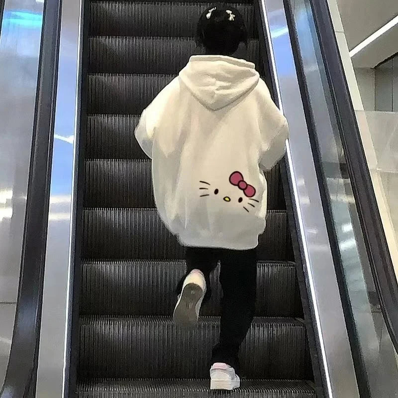 Y2K Style Women's Hoodie Clothes with Lots of Korean Reviews Cute Sanrio Hello Kitty Print Sweatshirt Fashionable Harajuku Stree
