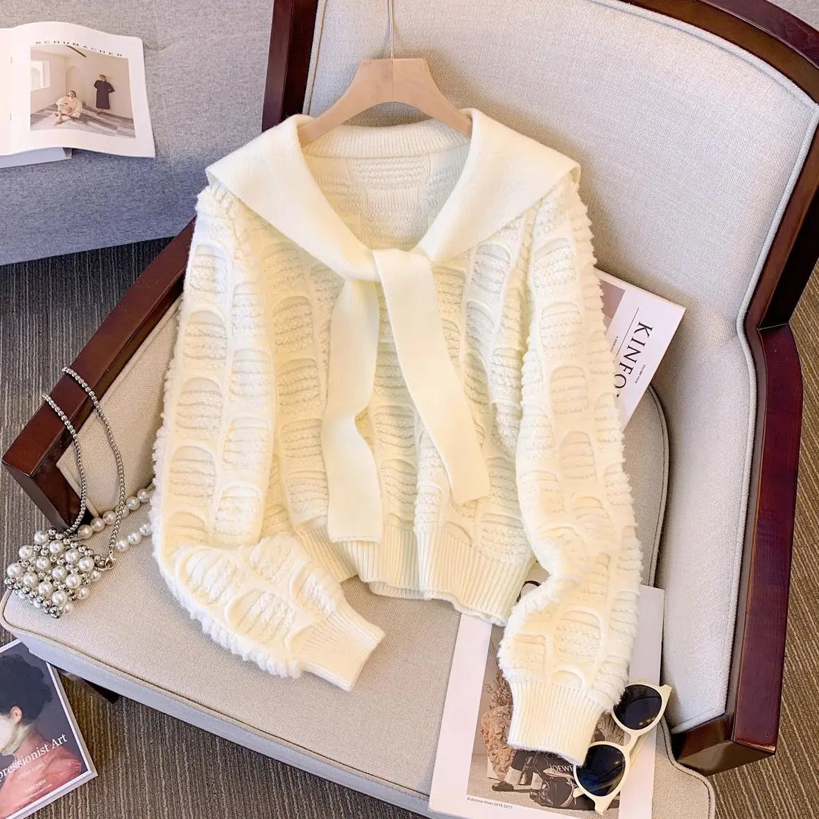 Fashion Knitted Sweater 2025 Autumn New Women's Korean Version Solid Color Pullover Loose Base Shirt