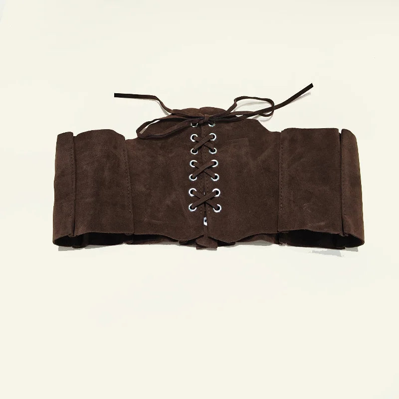Boho Suede Pu Leather Corset Belt For Women Wrap Around Obi Style Cinch Waistband Black Cummerbund Brown Western Cowboy Belt