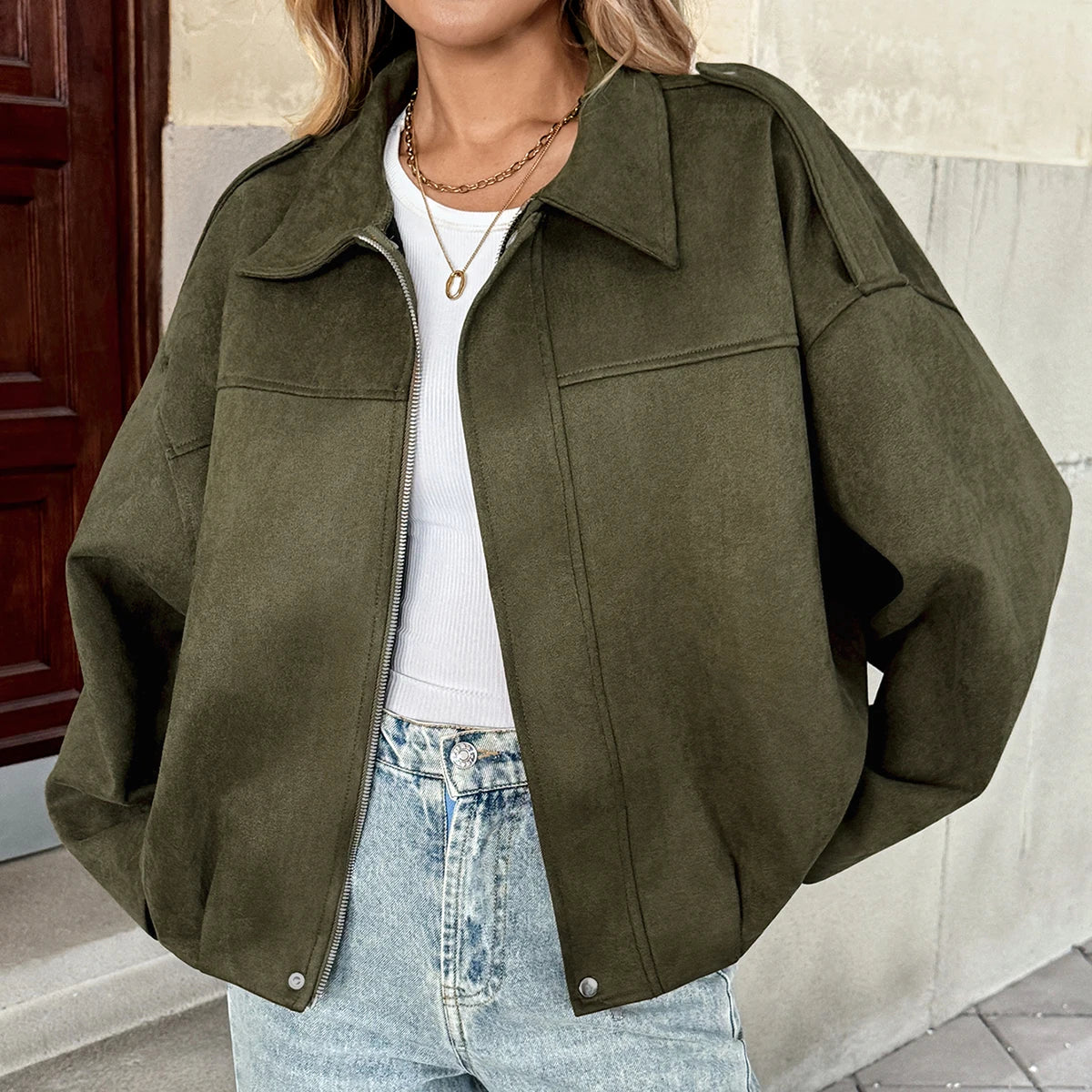 Trendy Military Green Jacket for Women Fashionable Cool Design Top Seller in Autumn Cross-border Foreign Trade