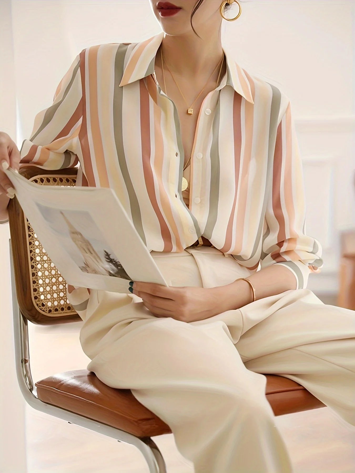 New Arrival Women Blusa Mujer for Spring Autumn Fashion Trendy Print Ladies' Button-Down Shirt for Work and Casual