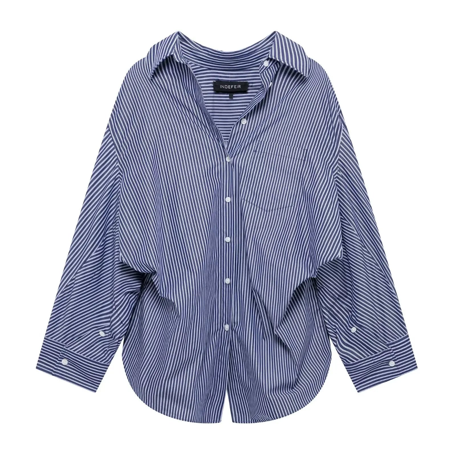 HH Women Fashion Versatile Striped Long-sleeved 8-Color Shirt Female New Splicing Loose Lapel Single-breasted Casual Shirts
