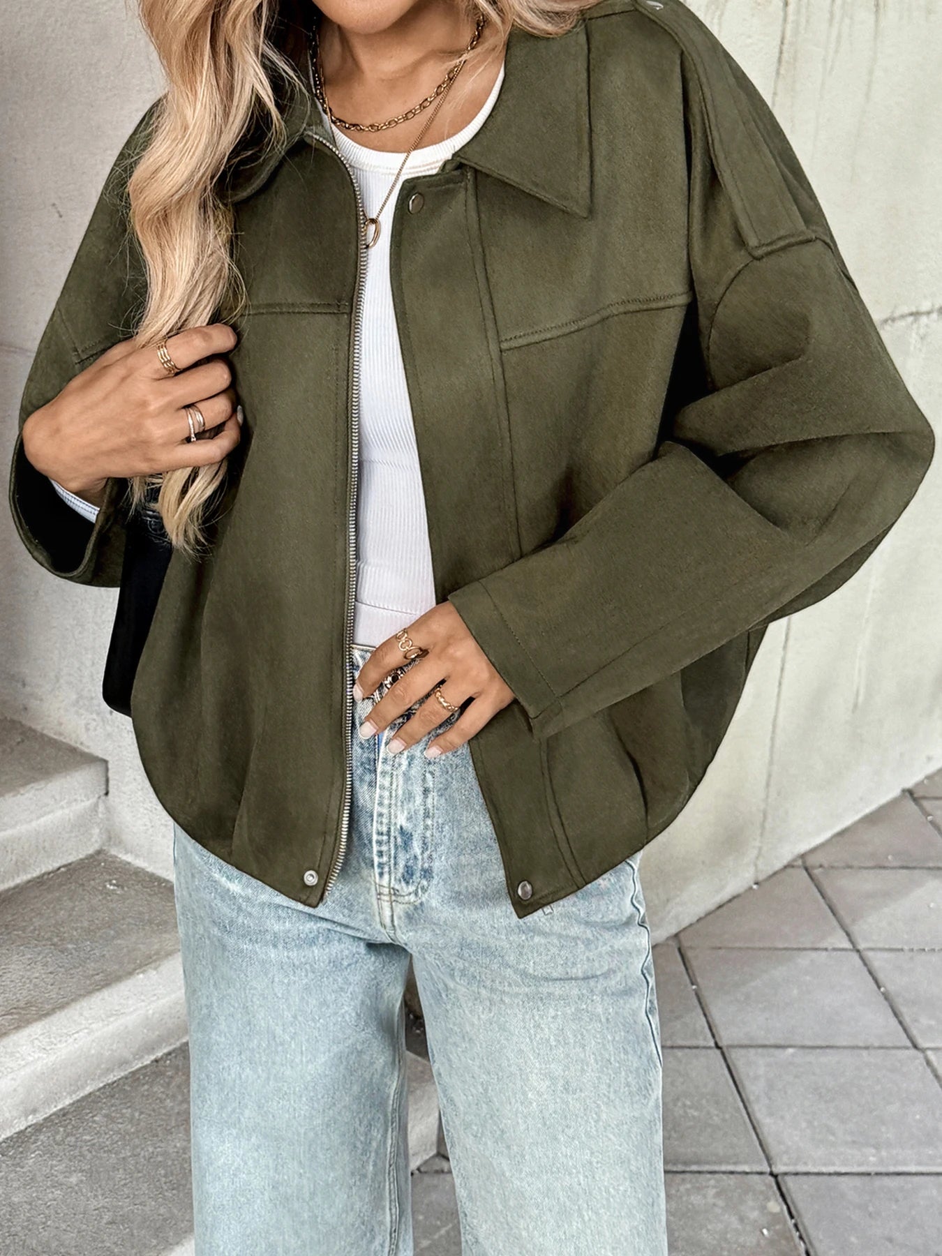 Trendy Military Green Jacket for Women Fashionable Cool Design Top Seller in Autumn Cross-border Foreign Trade