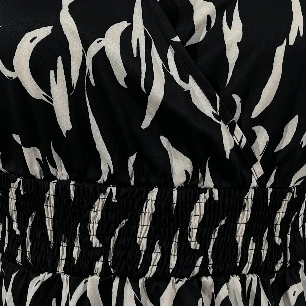 Mia Muse Dresses Summer Daily Casual Patchwork Long Sleeve V-Neck Fitted Waist Simple Maxi Dresses For Women