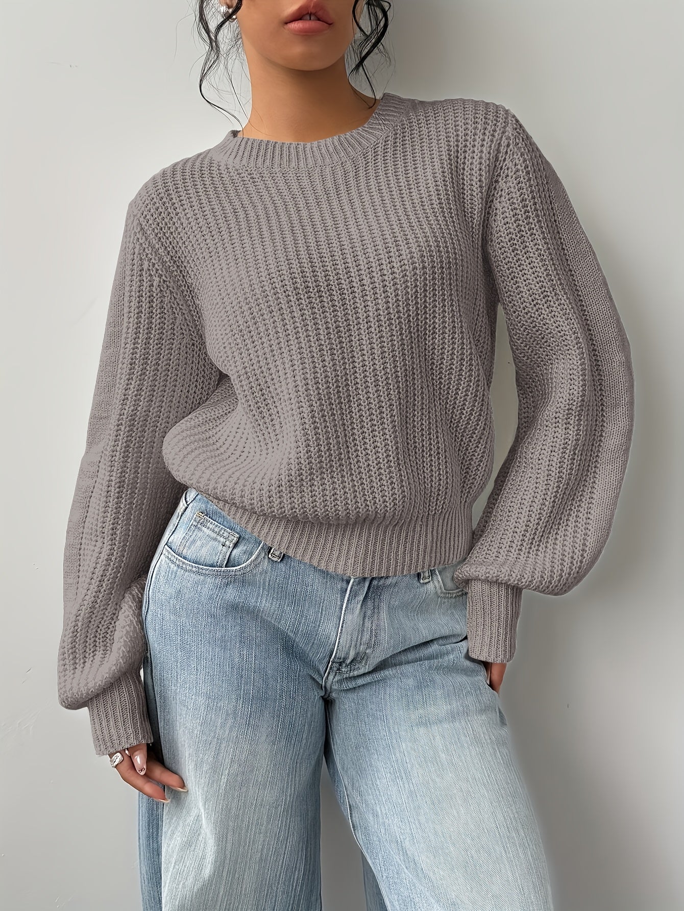 Women'S Elegant Soft Pink Sweater - Long Sleeve Round Neck Pullover, All-Season Everyday & Formal Outfits, Easy-Care Chic Sweater for Women, Cute Sweater, Versatile Wardrobe Staple, Simple Elegant Design, Quality Knitwear, St