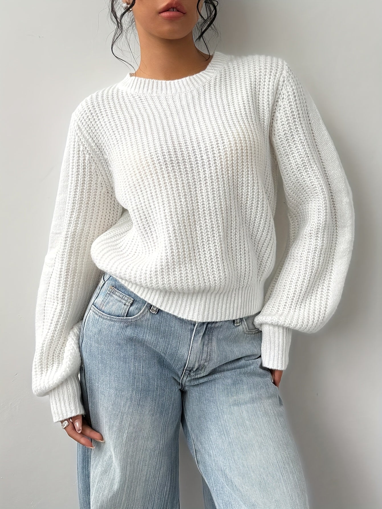 Women'S Elegant Soft Pink Sweater - Long Sleeve Round Neck Pullover, All-Season Everyday & Formal Outfits, Easy-Care Chic Sweater for Women, Cute Sweater, Versatile Wardrobe Staple, Simple Elegant Design, Quality Knitwear, St