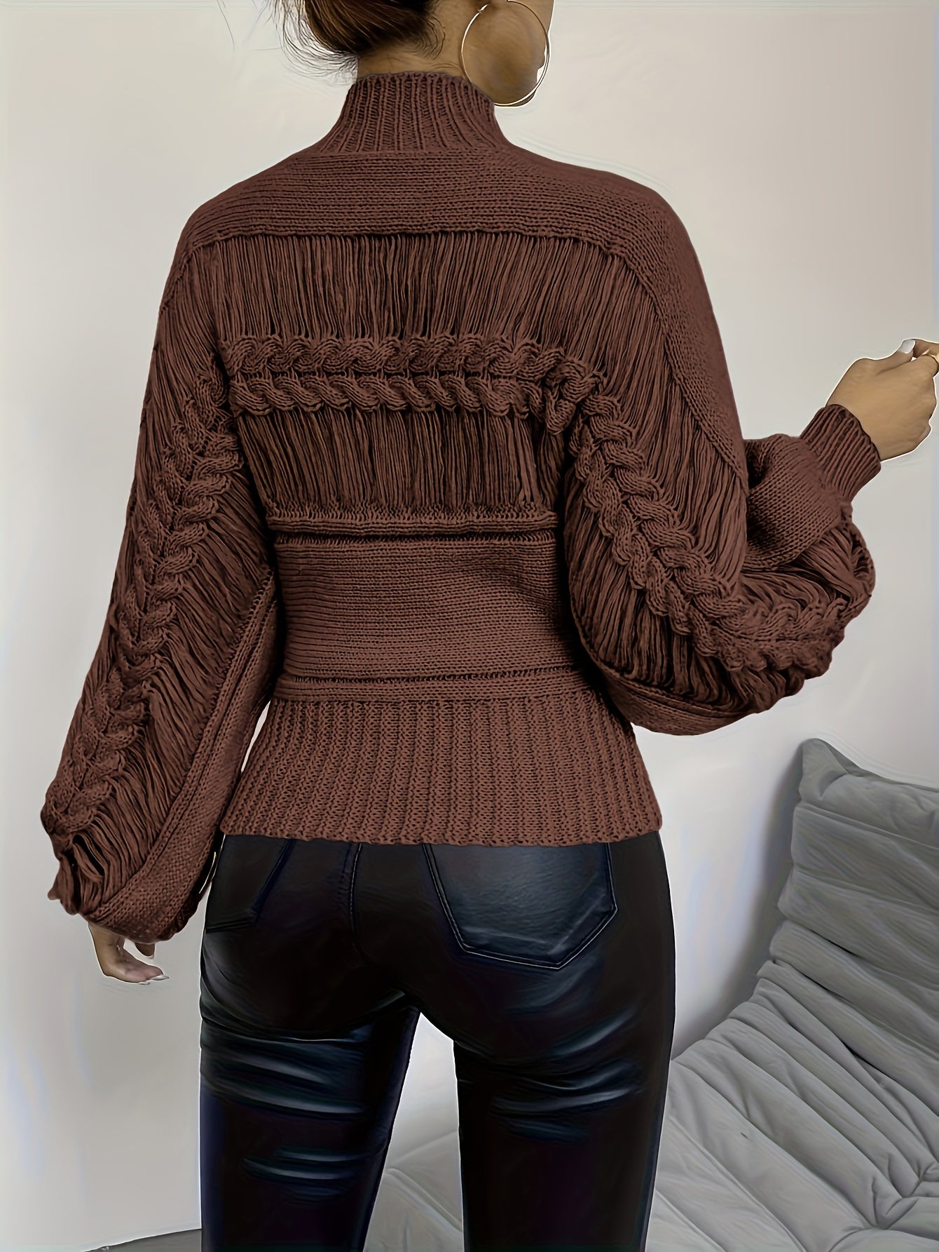 Women's Autumn Winter Round Neck Sweater - Soft Solid Color Casual Pullover, Elegant Middle Eastern-Inspired Design, Hand Wash/Dry Clean, Cozy Fall & Winter Wardrobe Essential, Cute Sweater, Textured Knitwear