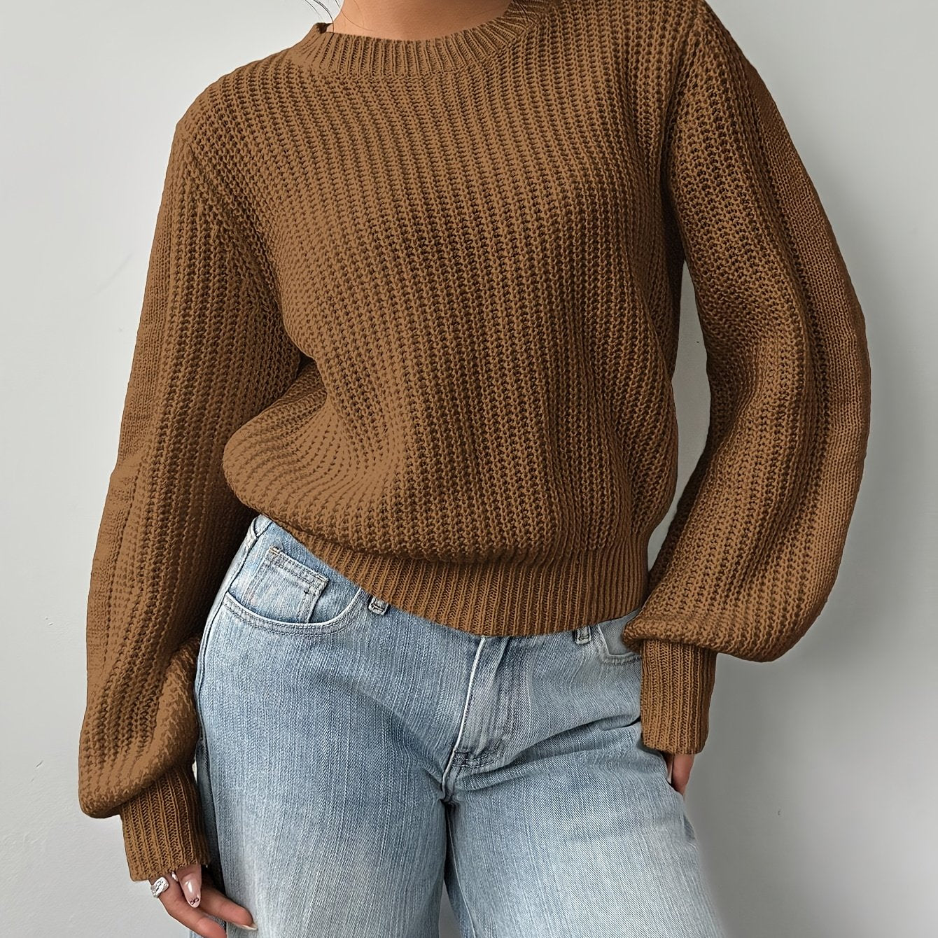 Women'S Elegant Soft Pink Sweater - Long Sleeve Round Neck Pullover, All-Season Everyday & Formal Outfits, Easy-Care Chic Sweater for Women, Cute Sweater, Versatile Wardrobe Staple, Simple Elegant Design, Quality Knitwear, St