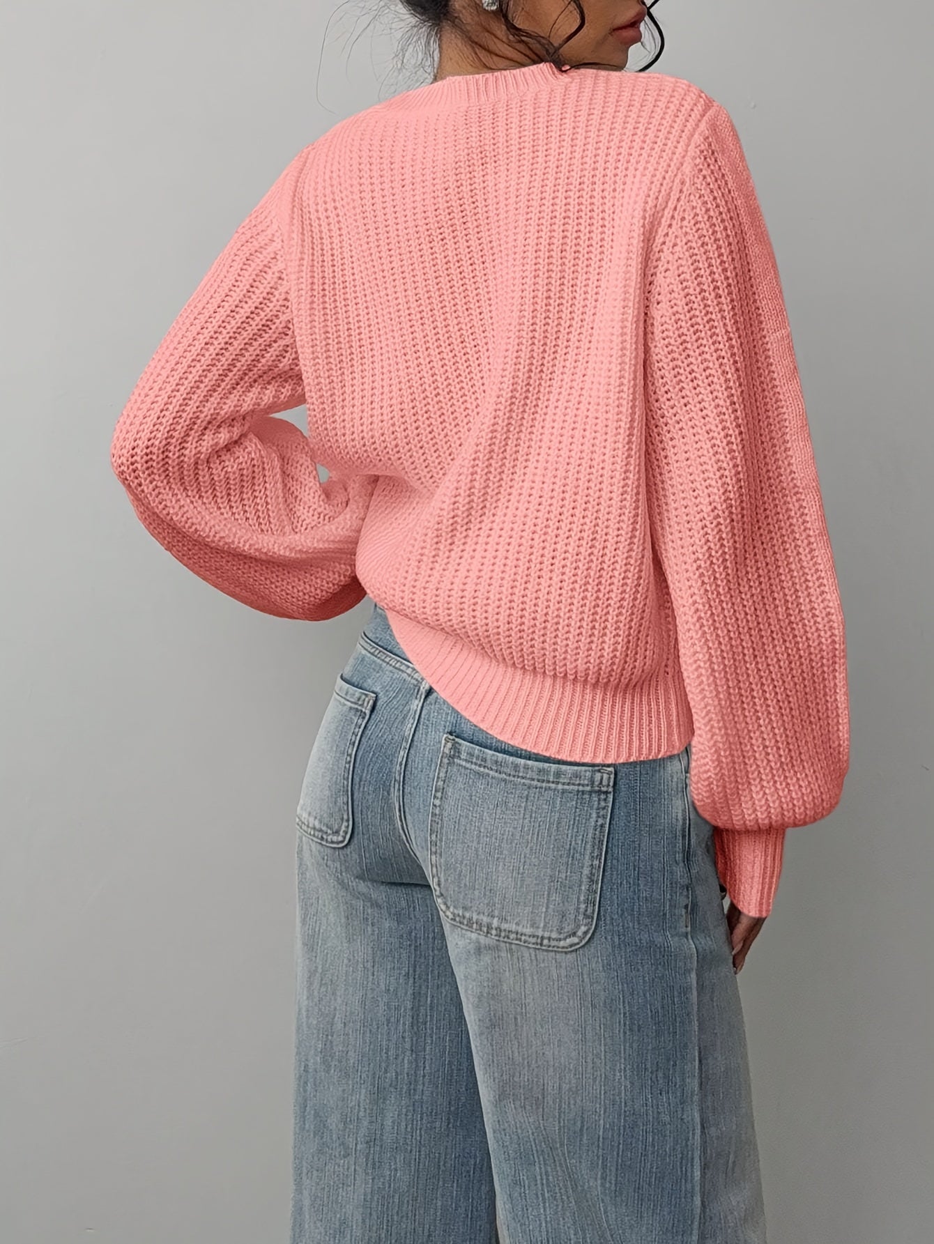 Women'S Elegant Soft Pink Sweater - Long Sleeve Round Neck Pullover, All-Season Everyday & Formal Outfits, Easy-Care Chic Sweater for Women, Cute Sweater, Versatile Wardrobe Staple, Simple Elegant Design, Quality Knitwear, St