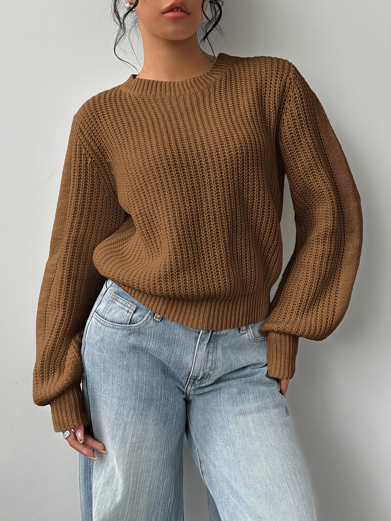 Women'S Elegant Soft Pink Sweater - Long Sleeve Round Neck Pullover, All-Season Everyday & Formal Outfits, Easy-Care Chic Sweater for Women, Cute Sweater, Versatile Wardrobe Staple, Simple Elegant Design, Quality Knitwear, St