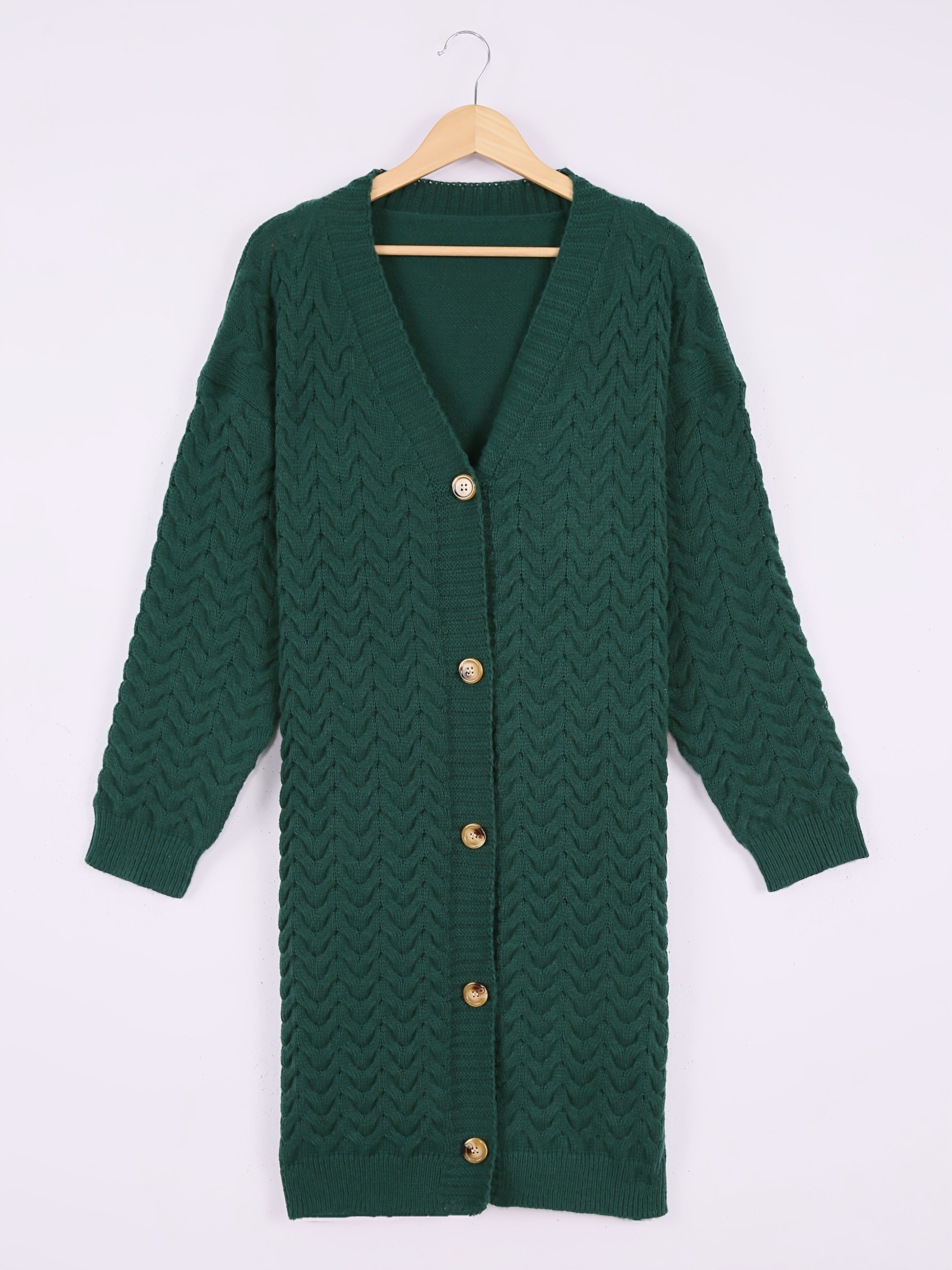 [Elegant Cardigan] Cozy Chic Women's Elegant Winter Longline Cardigan | Open Front Button Closure, Machine Washable Beige Sweater for Fall & Winter, Cute Sweater, Winter Apparel, Sophisticated Knitwear, Textured Pattern